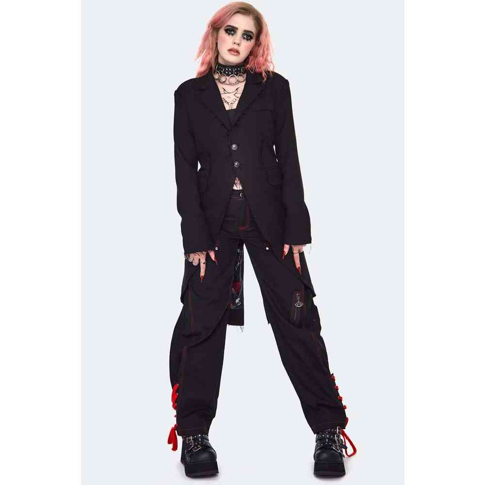 Jawbreaker - Raw Edge Blazer Style Mantel - Schwarz
